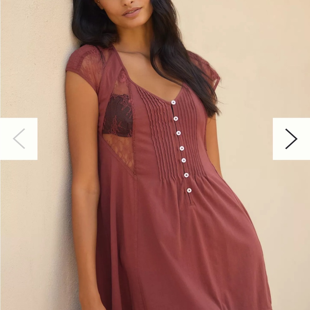 Anthropologie Burgundy Lace Detail Dress